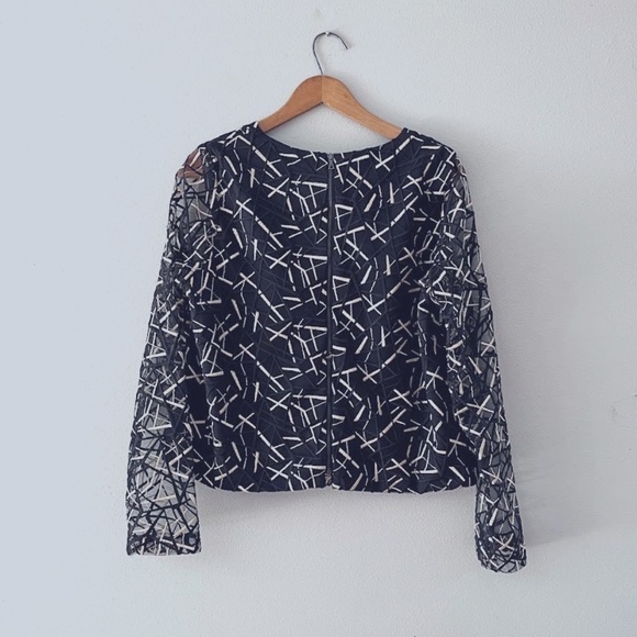NWT Black and Gold Mesh Blouse, Back Zipper, $295 MSRP - Picture 2 of 7